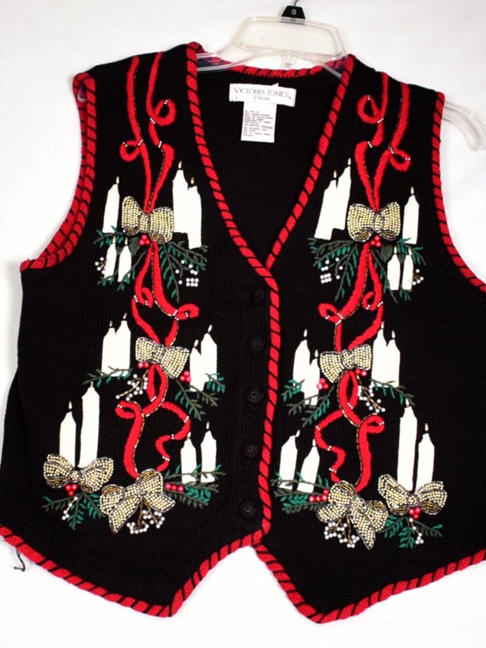 Victoria Jones Petite Women's Christmas Holiday Sweater Vest Size PM
